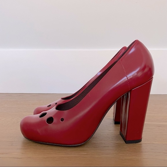 MARNI Red Fuoco Scarpa Goat Leather Pump IT38 - Picture 3 of 10